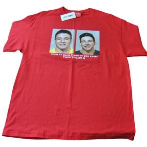 Nelk Boys Full Send "Steve will do it" Red Short Sleeve Shirt X-Large